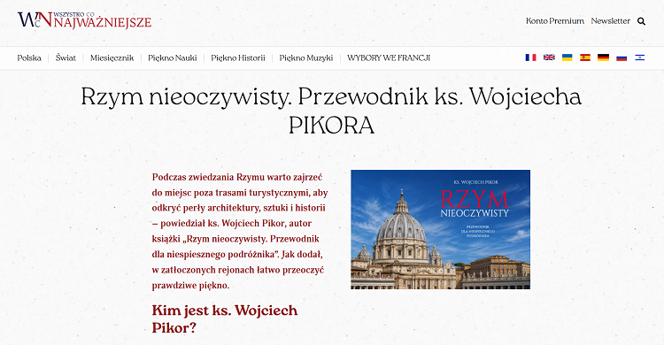Rzym, którego warto poszukać. O nowej książce ks. Wojciecha Pikora